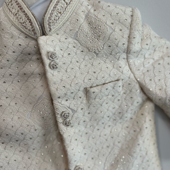 Gold and Cream Toddler Indian Formal Outfit - Picture 8 of 9